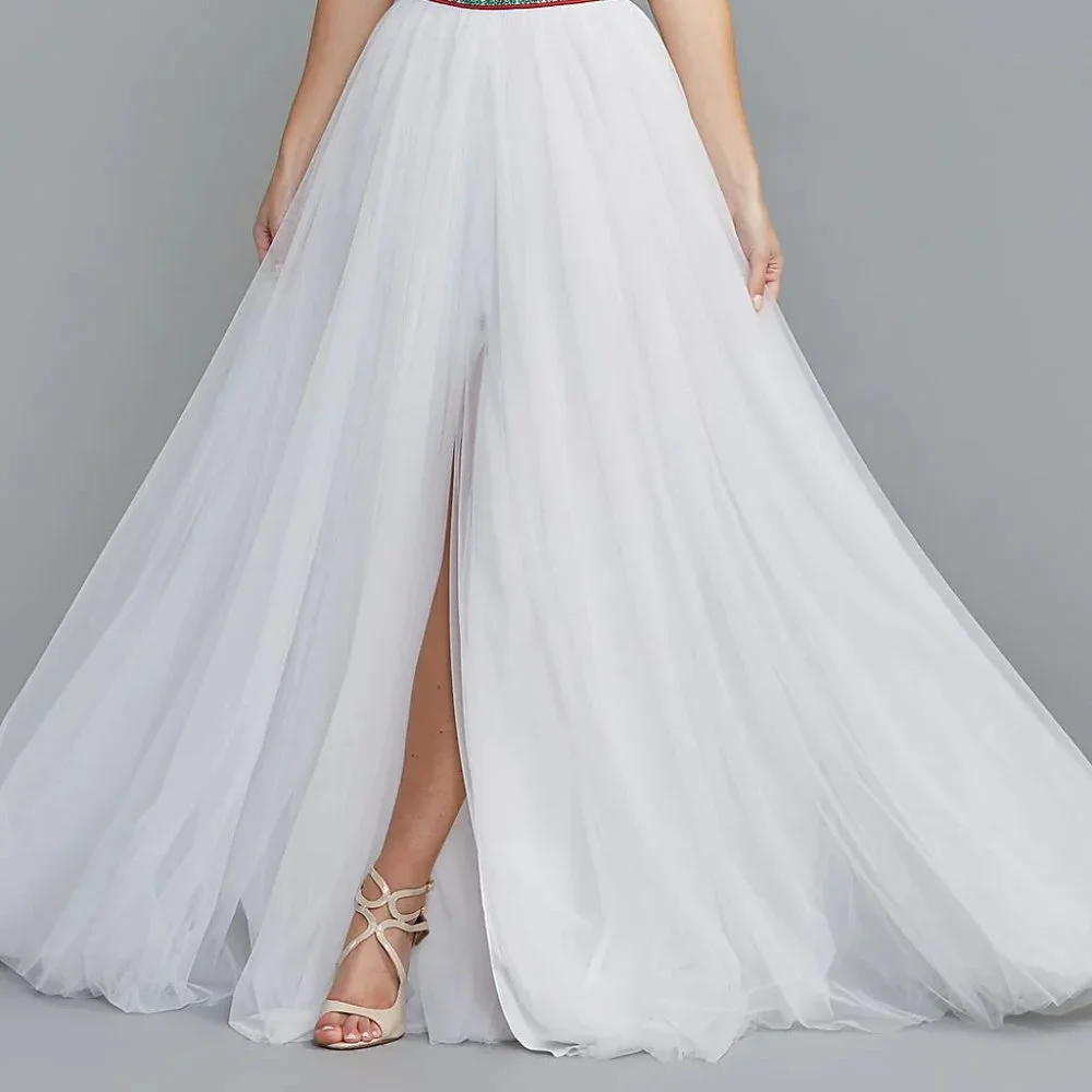 Two Piece Embroidered Prom Gown White NWT 2 4 6 - Picture 2 of 5